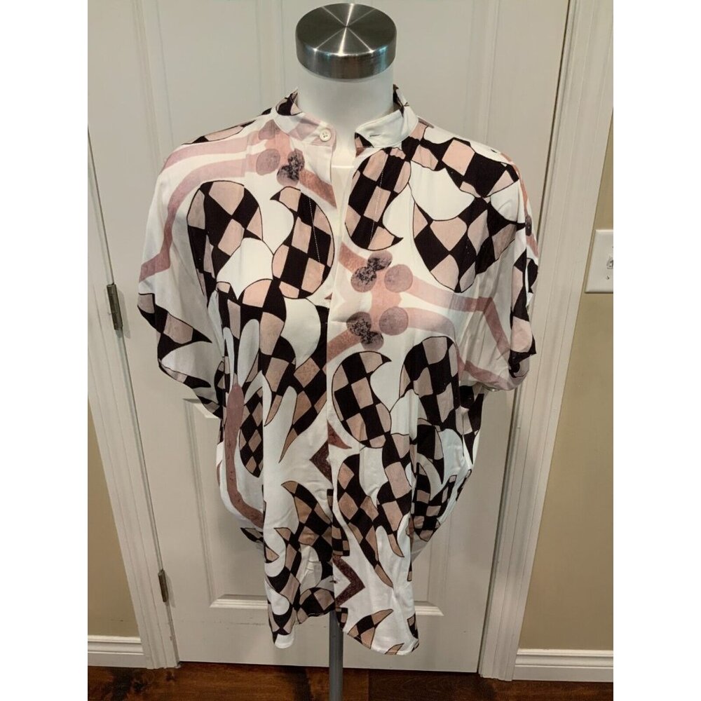 Zero + Maria Cornejo Pink Purple White Venetian Marie Shirt Size 2 NWT $525